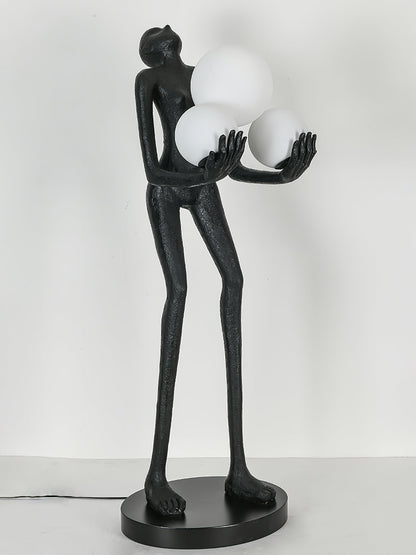Moonlit Guardian Floor Lamp with LED Light - Black Decor