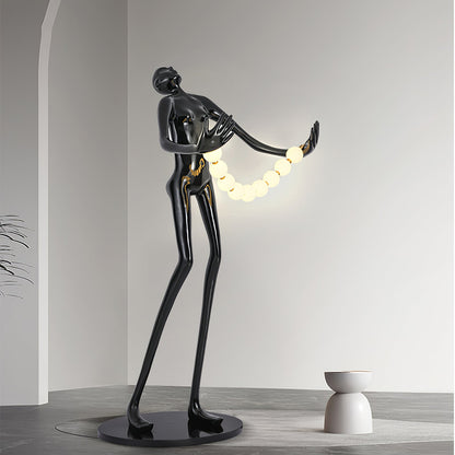 Orb Juggler Sculpture Floor Lamp with LED Light - Black