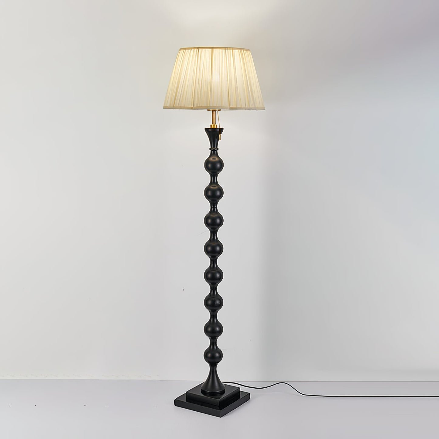 Artemisia Floor Lamp with Sculptural Black Base and White Shade