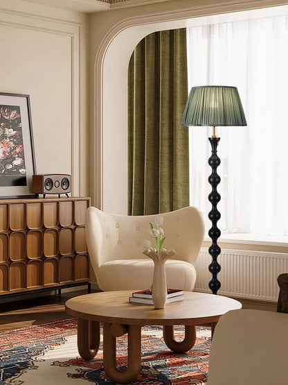 Artemisia Floor Lamp with Sculptural Black Base and White Shade