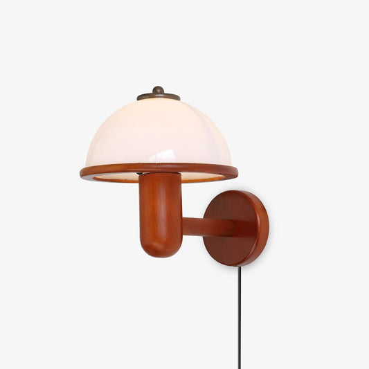 Mushroom Wood Wall Lamp with LED Shade - Indoor Lighting