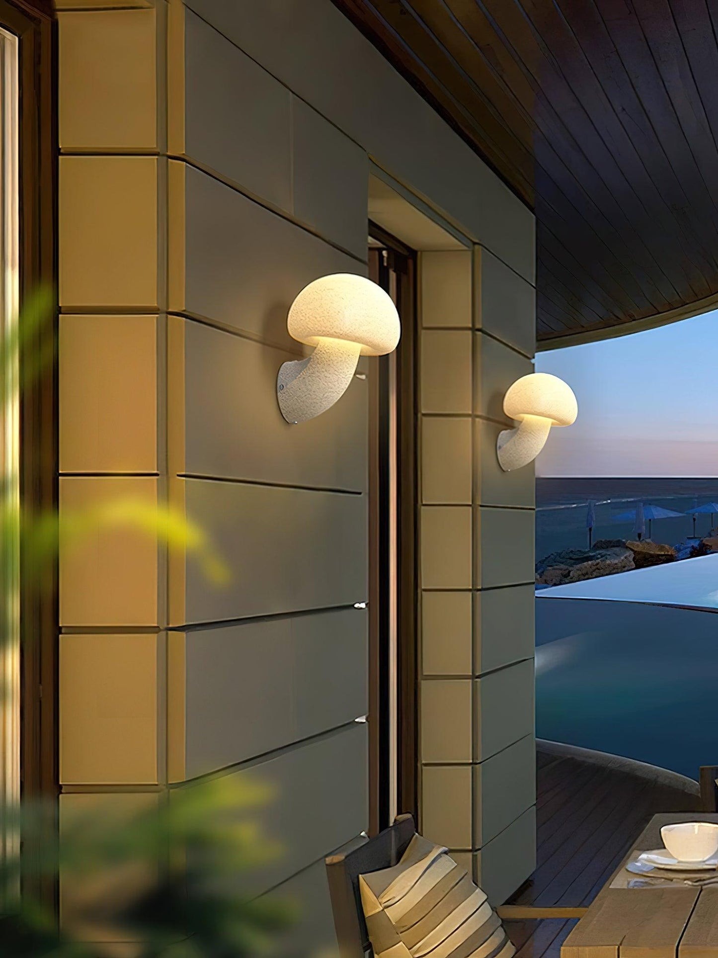 Mushroom Resin Plug-in Wall Lamp with LED Light - 2 Pack