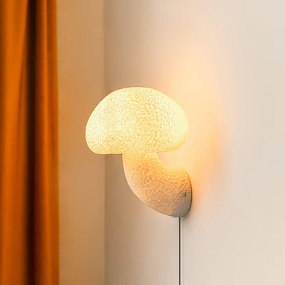 Mushroom Resin Plug-in Wall Lamp with LED Light - 2 Pack
