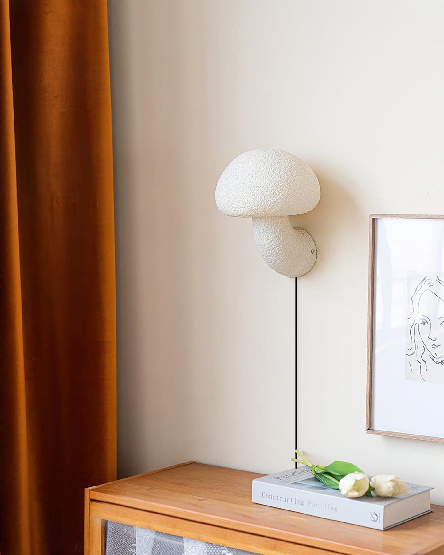 Mushroom Resin Plug-in Wall Lamp with LED Light - 2 Pack
