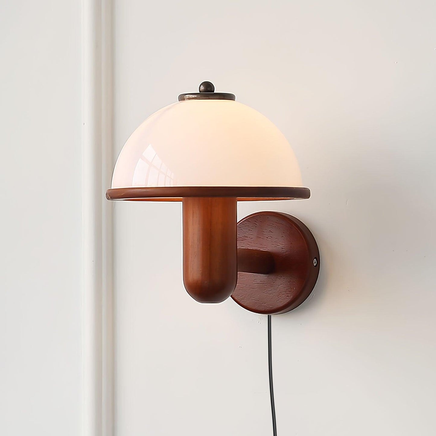 Mushroom Wood Wall Lamp with LED Shade - Indoor Lighting