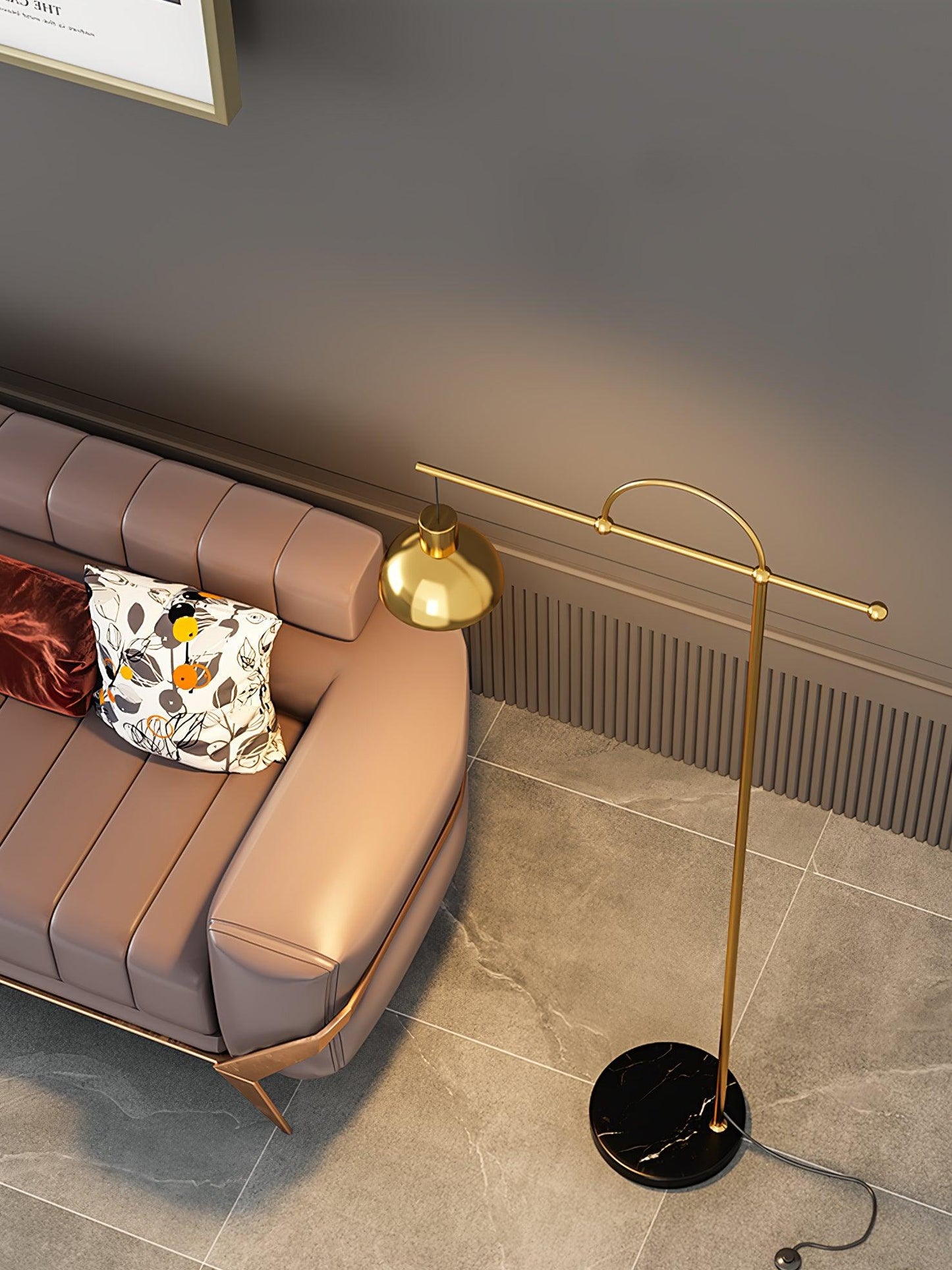Nidal Floor Lamp - Modern LED Indoor Lighting - Black Gold