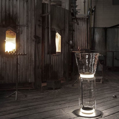 Bamboo Glass Floor Lamp with Integrated LED Light, Stylish Design