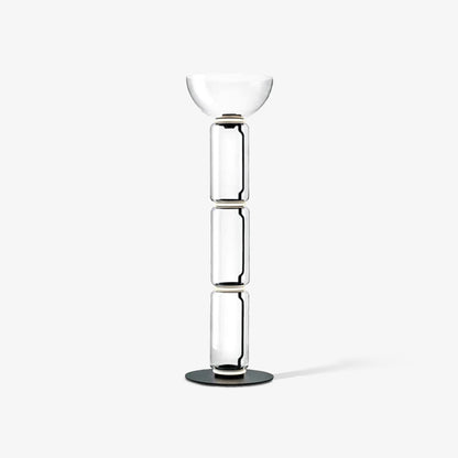 Bamboo Glass Floor Lamp with Integrated LED Light, Stylish Design