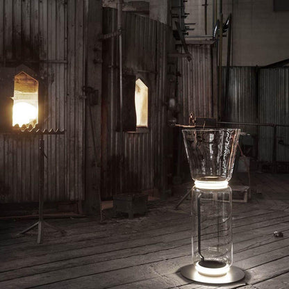 Bamboo Glass Floor Lamp with Integrated LED Light, Stylish Design