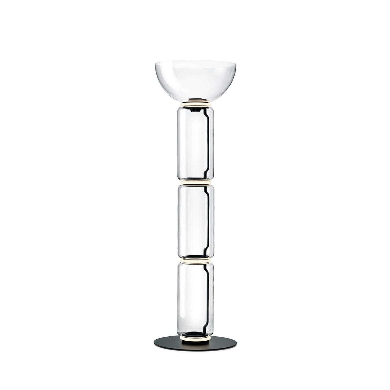 Bamboo Glass Floor Lamp with Integrated LED Light, Stylish Design