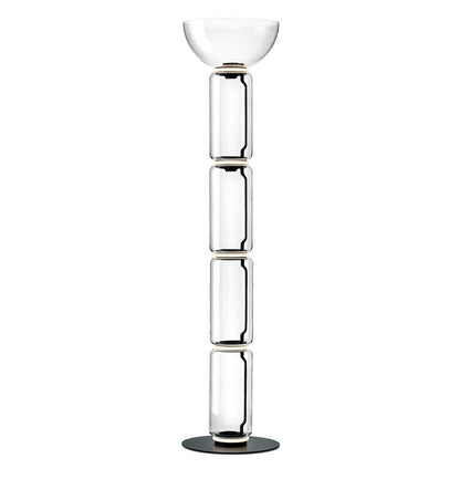 Bamboo Glass Floor Lamp with Integrated LED Light, Stylish Design