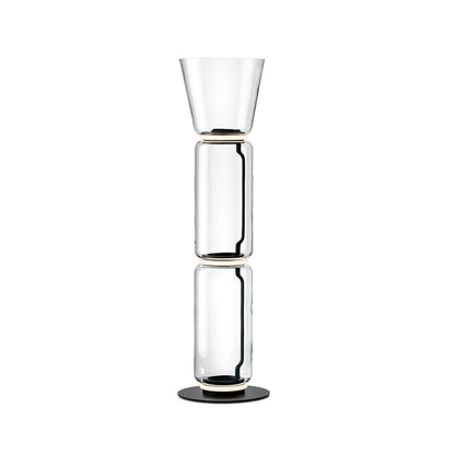 Bamboo Glass Floor Lamp with Integrated LED Light, Stylish Design