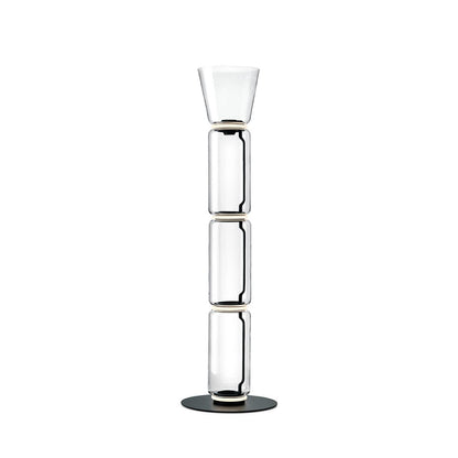 Bamboo Glass Floor Lamp with Integrated LED Light, Stylish Design