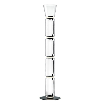Bamboo Glass Floor Lamp with Integrated LED Light, Stylish Design