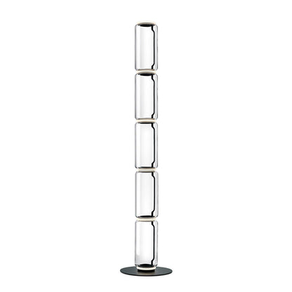 Bamboo Glass Floor Lamp with Integrated LED Light, Stylish Design