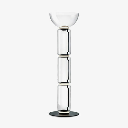 Bamboo Glass Floor Lamp with Integrated LED Light, Stylish Design