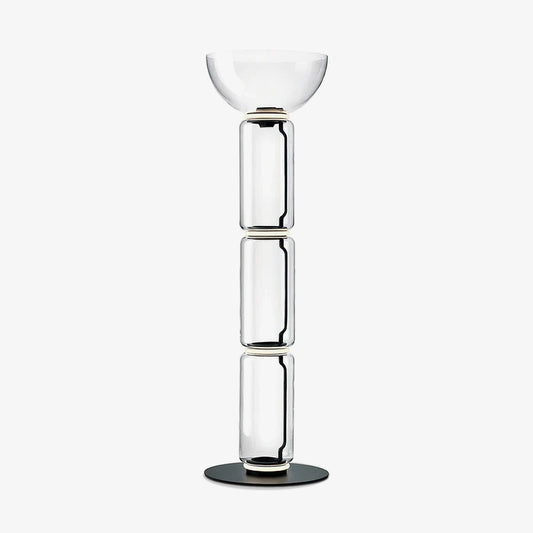 Bamboo Glass Floor Lamp with Integrated LED Light, Stylish Design