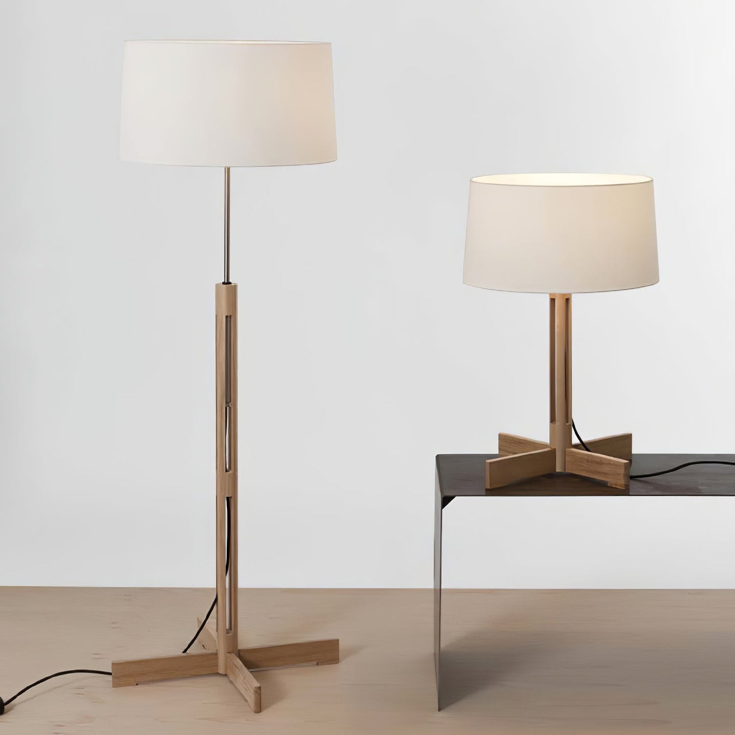 Nordic Frame Floor Lamp - LED Wooden Design for Indoors