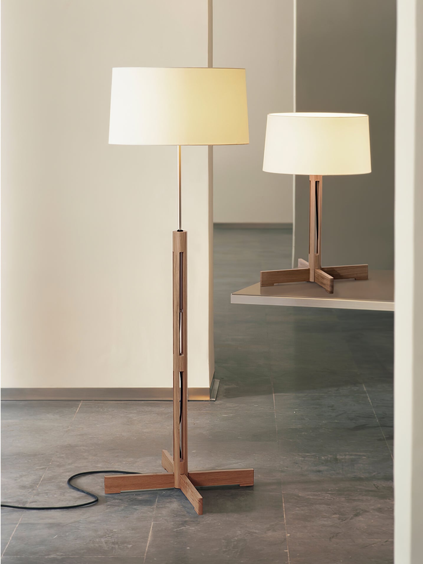 Nordic Frame Floor Lamp - LED Wooden Design for Indoors