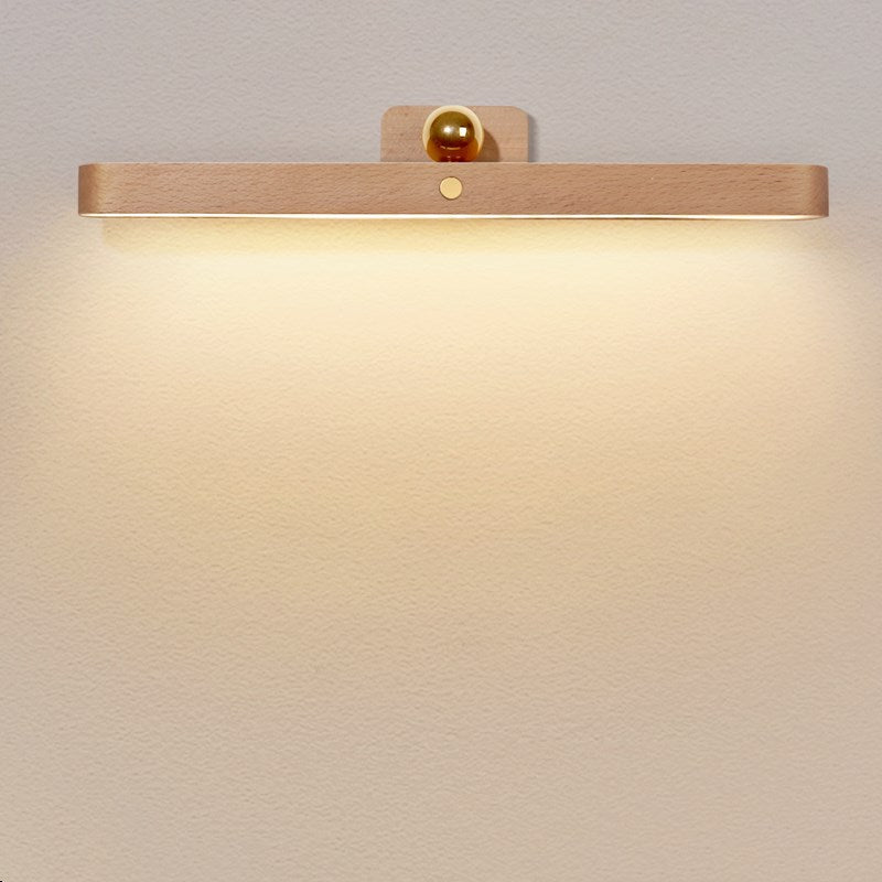 Modern Simplicity Wooden Long Bar Touch LED Mirror Light USB Wall Lamp