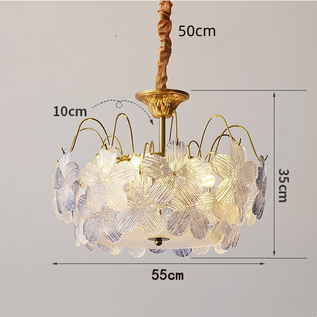 Vintage Flower Shape Stained Glass Chandelier Living Room
