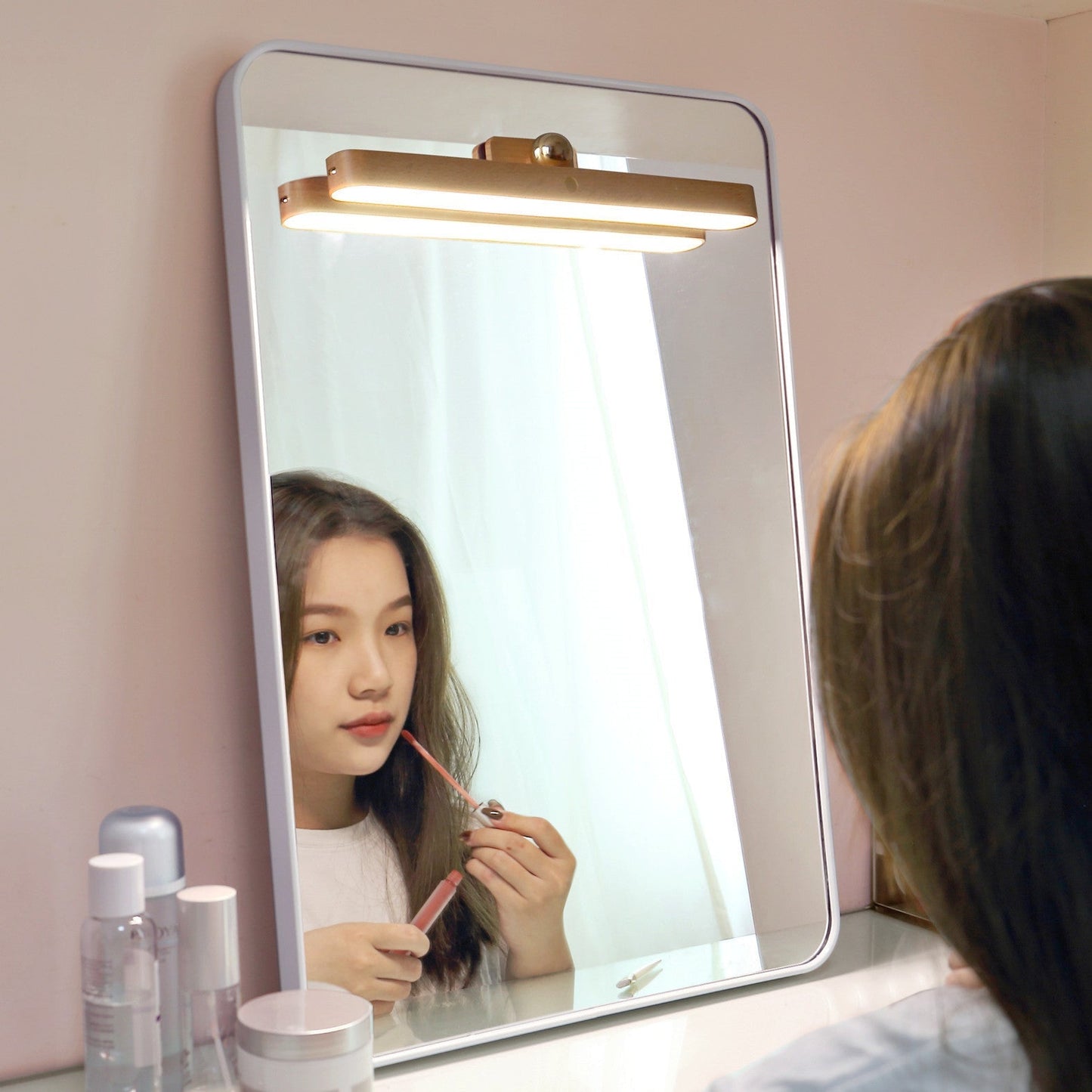 Modern Simplicity Wooden Long Bar Touch LED Mirror Light USB Wall Lamp