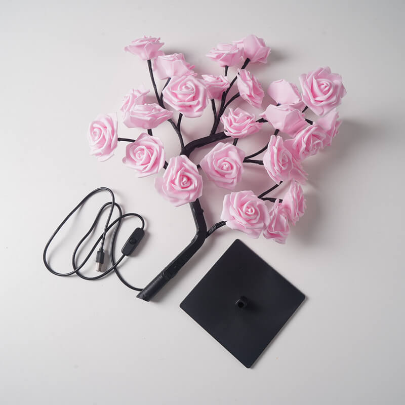 24 LED Light Simulation Rose Tree PVC Warm White USB Table Lamp