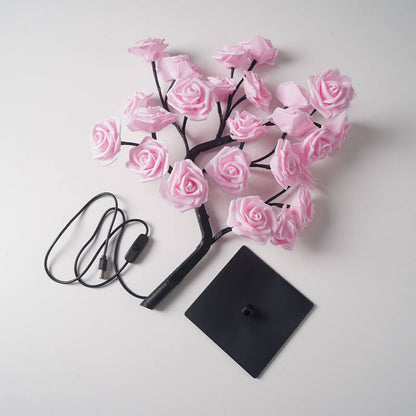 24 LED Light Simulation Rose Tree PVC Warm White USB Table Lamp