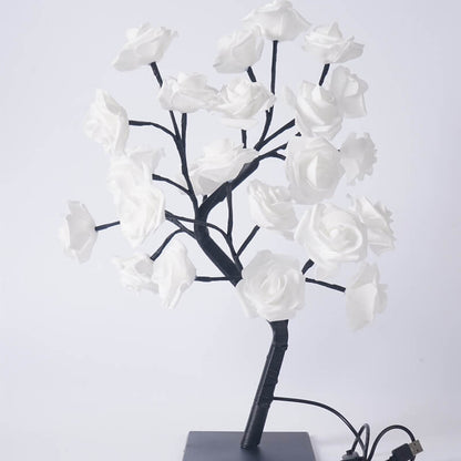 24 LED Light Simulation Rose Tree PVC Warm White USB Table Lamp