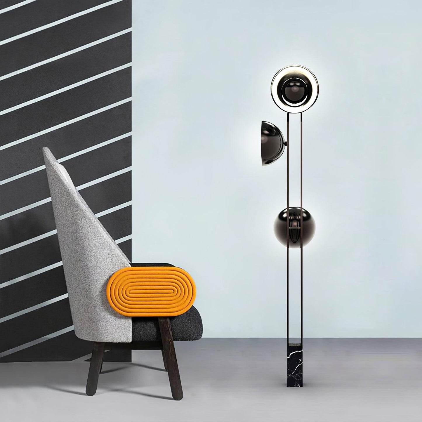 O3 Floor Lamp Modern Black LED Three-Light Indoor Lighting