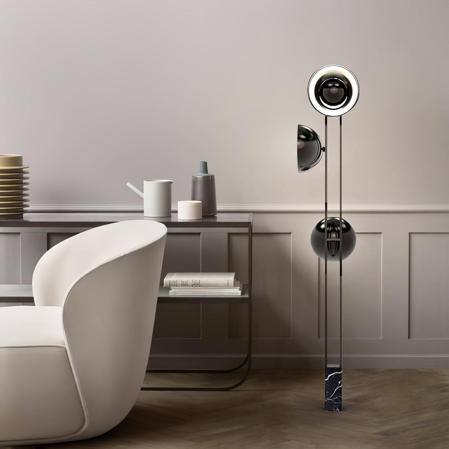 O3 Floor Lamp Modern Black LED Three-Light Indoor Lighting