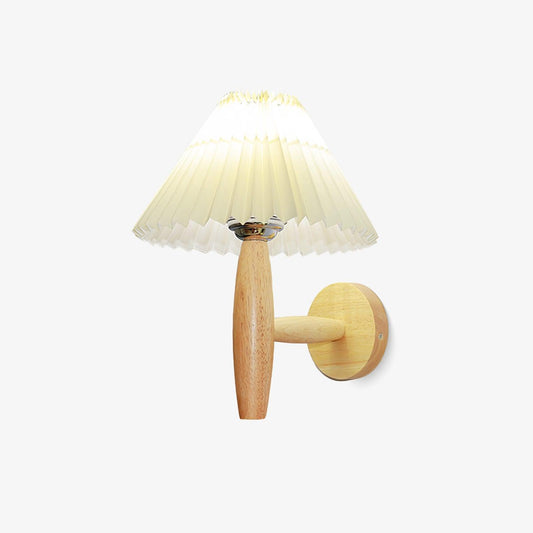 Oak Pleated Wall Light - Natural Oak Fabric Shade, LED