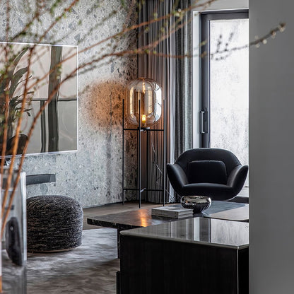 Oda Floor Lamp with Hand Blown Glass, LED, Indoor Use