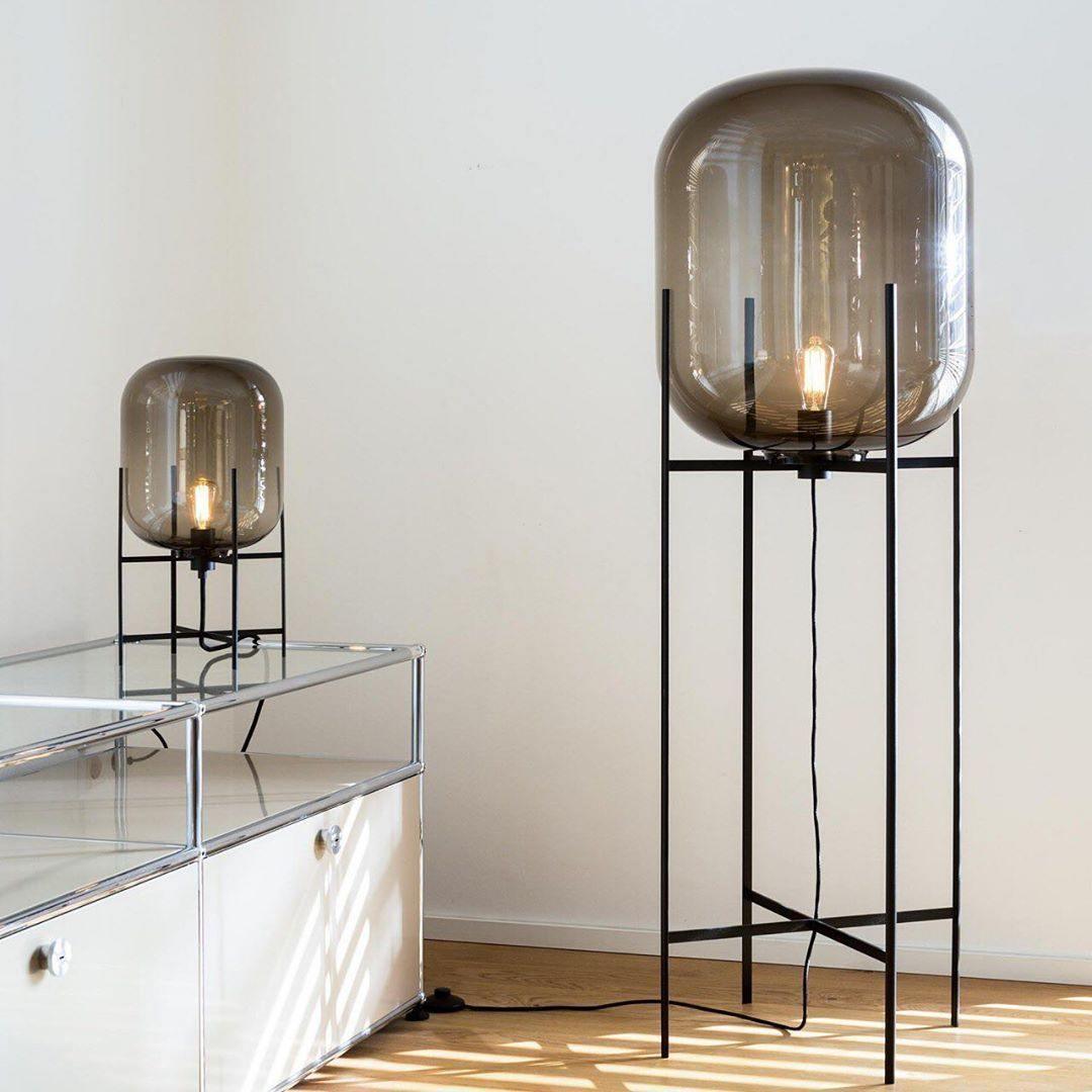 Oda Floor Lamp with Hand Blown Glass, LED, Indoor Use