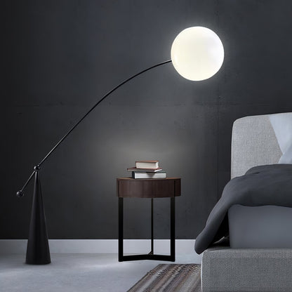 Opal Arc Floor Lamp with LED, Black Metal, Indoor Use
