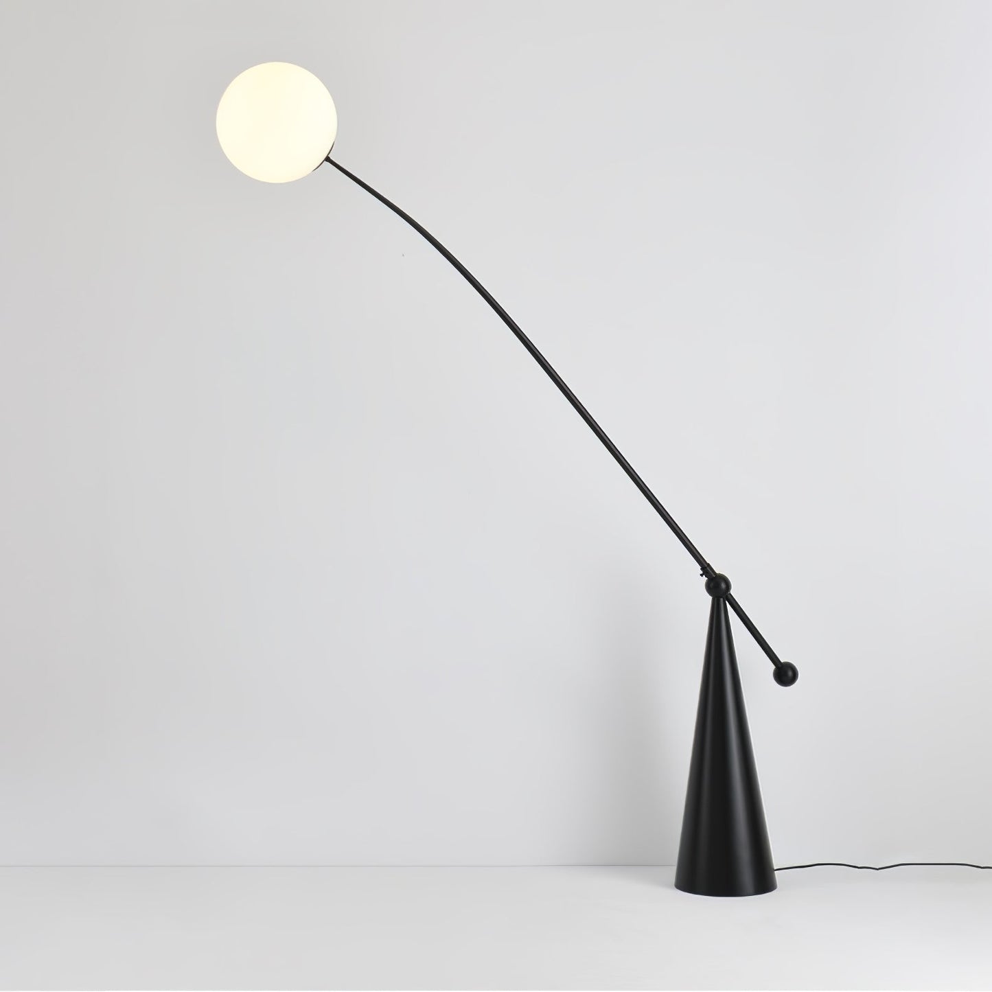 Opal Arc Floor Lamp with LED, Black Metal, Indoor Use