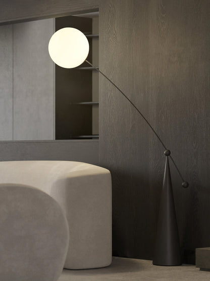 Opal Arc Floor Lamp with LED, Black Metal, Indoor Use