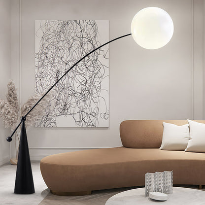 Opal Arc Floor Lamp with LED, Black Metal, Indoor Use