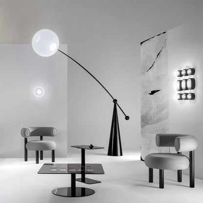 Opal Arc Floor Lamp with LED, Black Metal, Indoor Use