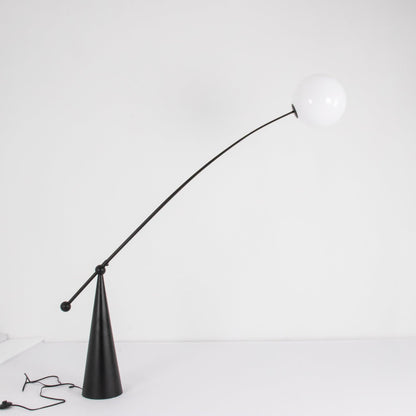 Opal Arc Floor Lamp with LED, Black Metal, Indoor Use