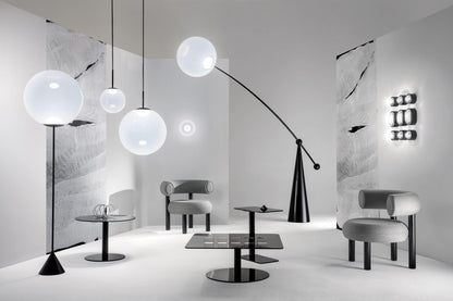 Opal Arc Floor Lamp with LED, Black Metal, Indoor Use
