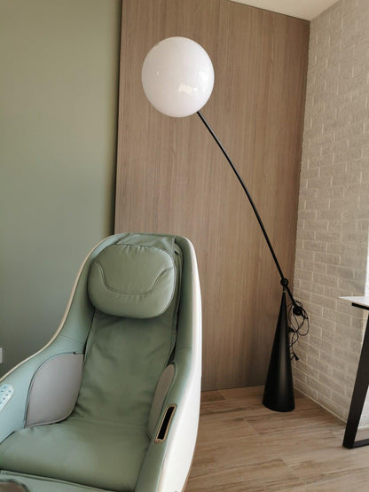 Opal Arc Floor Lamp with LED, Black Metal, Indoor Use
