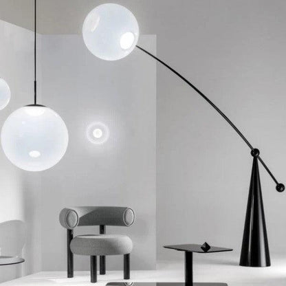 Opal Arc Floor Lamp with LED, Black Metal, Indoor Use
