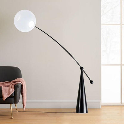Opal Arc Floor Lamp with LED, Black Metal, Indoor Use
