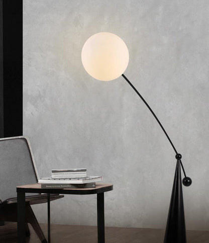 Opal Arc Floor Lamp with LED, Black Metal, Indoor Use
