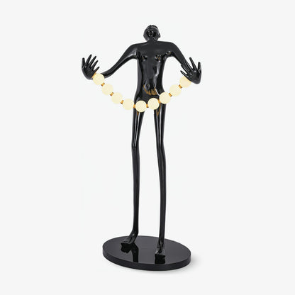 Orb Juggler Sculpture Floor Lamp with LED Light - Black