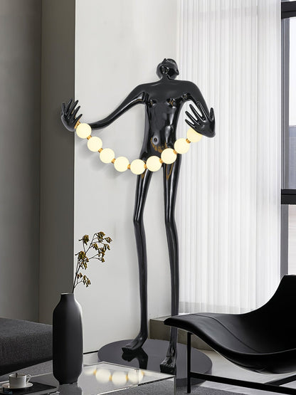 Orb Juggler Sculpture Floor Lamp with LED Light - Black