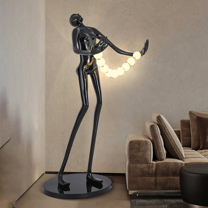 Orb Juggler Sculpture Floor Lamp with LED Light - Black