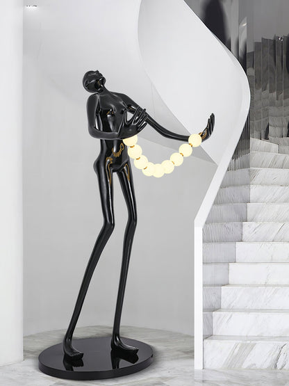Orb Juggler Sculpture Floor Lamp with LED Light - Black