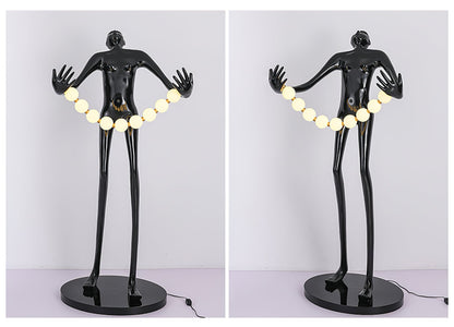 Orb Juggler Sculpture Floor Lamp with LED Light - Black